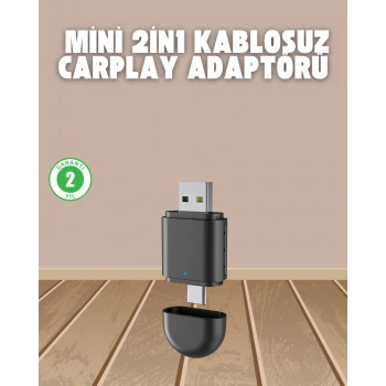 Kablosuz CarPlay Adaptörü – USB-A & Type-C Uyumlu Hızlı Bağlantı Cihazı