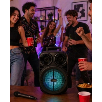 Kablosuz Karaoke Hoparlör Mikrofonlu RGB Işıklı 6.5 İnç Bluetooth Speaker Taşınabilir