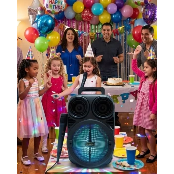 Kablosuz Karaoke Hoparlör Mikrofonlu RGB Işıklı Bluetooth Speaker USB TF Kart Destekli