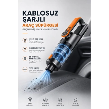 Kablosuz Şarjlı Araç ve Ev Tipi El Süpürgesi