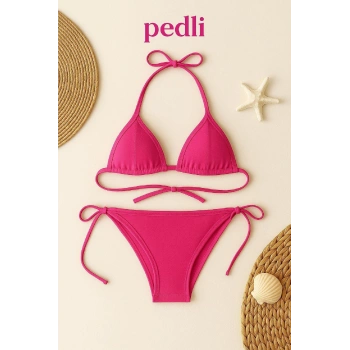 Kadın Fuşya Yandan Bağlamalı Bikini Mayo Takımı