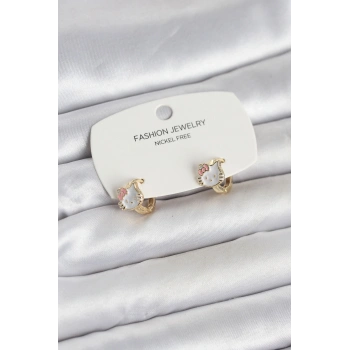 Kitty Model Gold Renk Pirinç Çocuk Küpe 5886