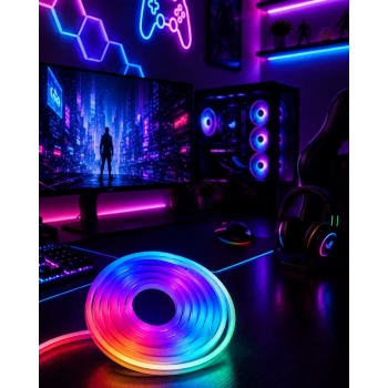 Kumandalı Su Geçirmez RGB Led Şerit Işık Müzik Senkronlu Neon Led