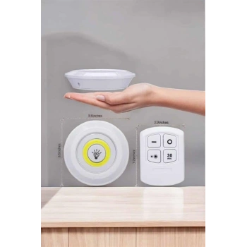 Led Lamba 3lü Uzaktan Kumandalı Yapışkanlı Beyaz Işık