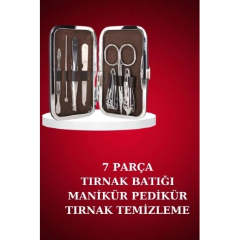 Manikür Pedikür Seti 7 Parça Tırnak Makası Kaş Makası Cımbız Çantalı