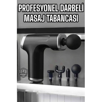 Masaj Tabancası 4 Başlıklı Kas ve Vücut Ağrıları İçin Şarjlı Darbeli