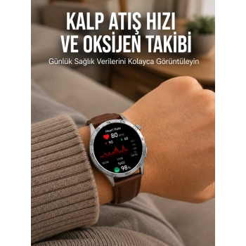 Metal Deri ve Silikon Kordonlu Çok Fonksiyonlu Akıllı Saat