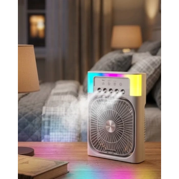 Mini Klima Fan Su Hazneli USB Şarjlı Sessiz Masaüstü Soğutucu