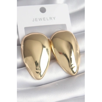 Pirinç Gold Renk Badem Model Kadın Küpe 5886