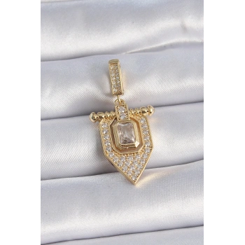 Pirinç Gold Renk Baget Zirkon Taşlı Ajda Charm 5886