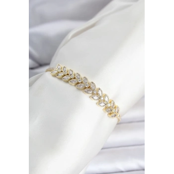 Pirinç Gold Renk Başak Model Su Yolu Kadın Bileklik 5886