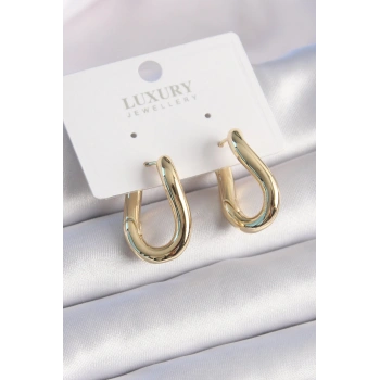 Pirinç Gold Renk Halka Model Kadın Küpe 5886