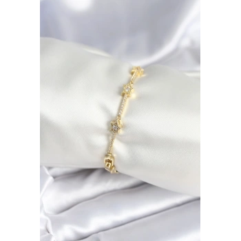 Pirinç Gold Renk Halley Yıldız Model Kadın Bileklik 5886