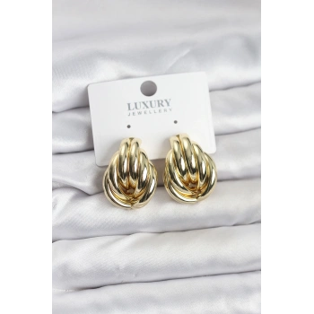 Pirinç Gold Renk Vintage Kadın Küpe 5886