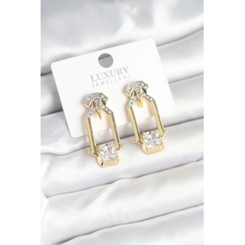 Pirinç Gold Renk Vintage Kadın Küpe 5886