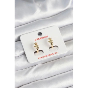 Pirinç Gold Renk Yıldız Kadın Küpe 5886