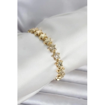 Pirinç Gold Renk Yıldız Model Kadın Bileklik 5886