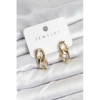 Pirinç Gold Renk Zincir Model Kadın Küpe 5886