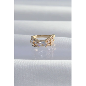 Pirinç Gold Renk Zirkon Taş Kaplama Earcuff Küpe 5886