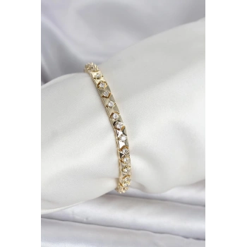 Pirinç Gold Renk Zirkon Taşlı Kadın Bileklik 5886