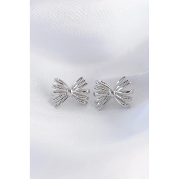 Pirinç Gümüş Renk Fiyonk Küpe 5886