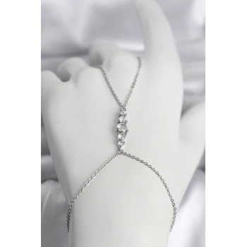 Pirinç Gümüş Renk Zirkon Taşlı Kadın Şahmeran 5886