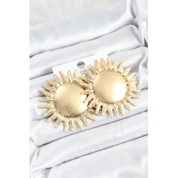 Pirinç Güneş Model Gold Renk Kadın Küpe 5886