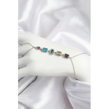 Pirinç Renkli Zirkon Taşlı Model Gümüş Renk Şahmeran 5886