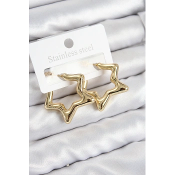 Pirinç Yıldız Model Gold Renk Kadın Küpe 5886