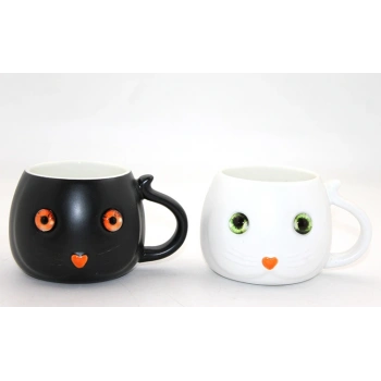 Porselen Kedili Kupa Bardak