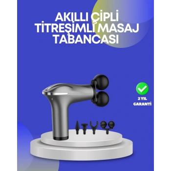 Portatif Şarjlı Masaj Tabancası 4 Başlık Derin Doku Masaj Aleti