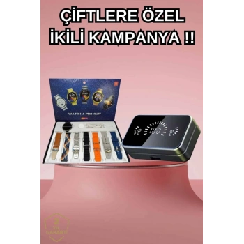 Powerbank Aynalı Bluetooth Kulaklık Ve Akıllı Saat Seti ANC Özelliği Dokunamatik