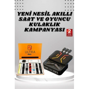 Powerbank Kulaklık ve 7 Kordonlu Akıllı Saat Çoklu Şarj Girişi Bluetooth Bağlantılı