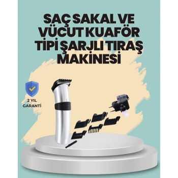 Profesyonel Erkek Tıraş Makinesi – Kablosuz Paslanmaz Bıçaklı ve Tam Aksesuar