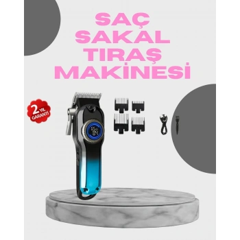 Profesyonel Saç Kesme Makinesi – 2000 mAh Şarjlı LCD Ekranlı