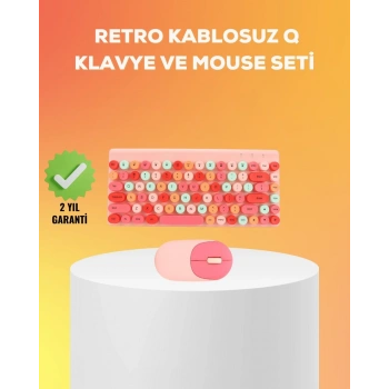 Renkli Retro Tuş Takımlı Klavye – 3 Cihaz Bağlantısı Medya Kısayol Tuşları