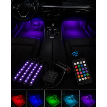 RGB Araç İçi Şerit LED Seti Müzik Kontrollü Ambiyans Aydınlatma