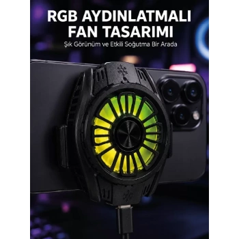 RGB Fan Aydınlatmalı Sessiz Çalışan Telefon Soğutucu