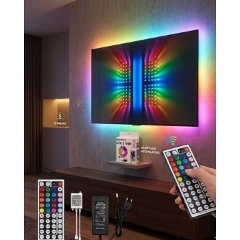 RGB LED Strip 5 Metre Kumandalı 5050 Şerit Led Dekorasyon Işığı