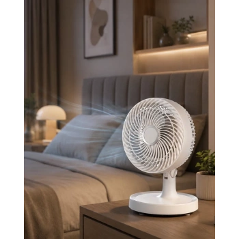 Sessiz Çalışan Mini Masaüstü Fan 2 Kademeli Otomatik Salınımlı