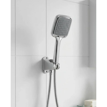 Siyah Duş Seti El Duşu Başlığı Spiral Hortum ve Duvar Askısı Banyo Duş Seti