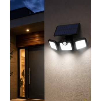 Solar Sensörlü LED Projektör Hareket Algılayıcılı Güneş Enerjili Bahçe Lambası Dış Mekan Aydınlatma