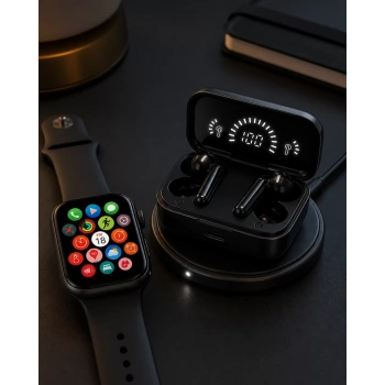 Spor ve Günlük Kullanıma Uygun Akıllı Saat ve Bluetooth Kulaklık Seti Yüksek Performans