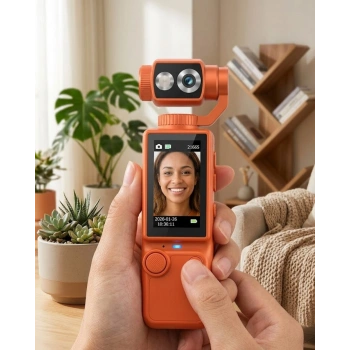 Taşınabilir 4K Gimbal Kamera 180 Derece Döner Lens Stabil Video Çekim Özellikli