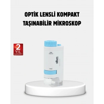 Taşınabilir Eğitim Mikroskobu 80X–200X LED Işıklı ve Darbeye Dayanıklı
