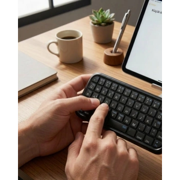 Taşınabilir Mini Bluetooth Klavye Şarjlı Kablosuz Klavye