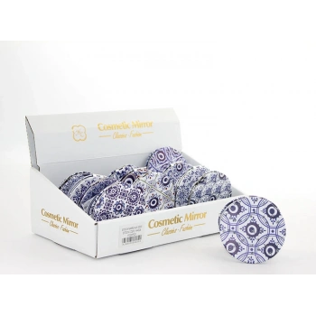 Taşlı Nazar Boncuklu Yuvarlak El Aynası İnce