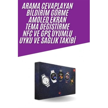 Unısex Yuvarlak Ekranlı 7 Kordonlu Akıllı Saat GPS Destekli Çoklu Kordon Seçeneği