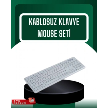USB Alıcılı Kablosuz Klavye Mouse - Geniş Uyumluluk Sessiz Tuşlar