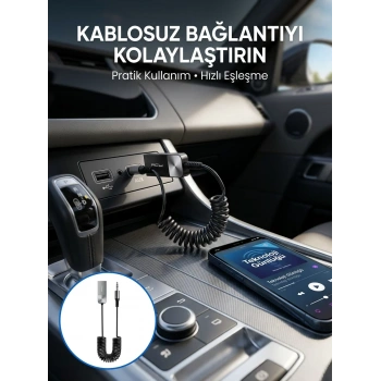 USB Bluetooth AUX Ses Adaptörü Kablosuz Müzik Aktarım Cihazı